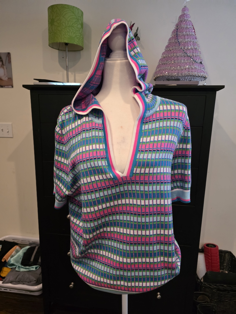Lilly Pulitzer Striped Knit Top in Hot Pink, Teal & Light Blue